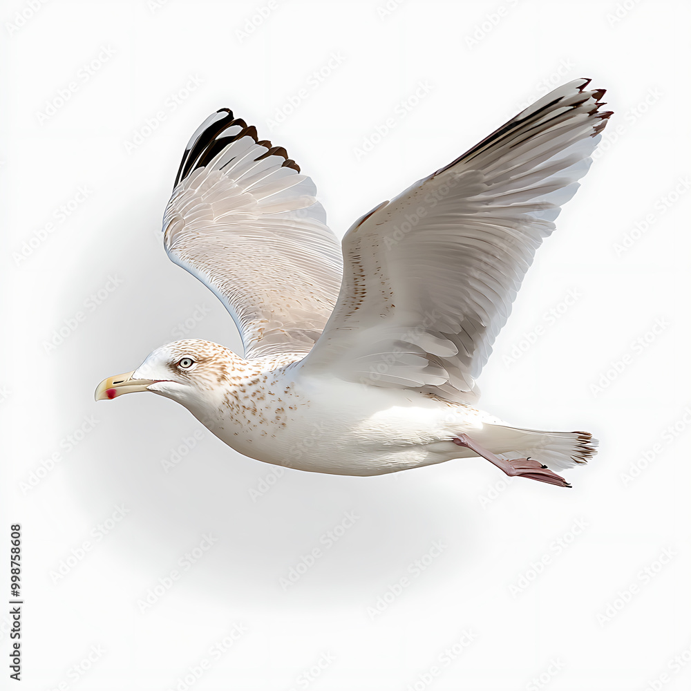 Obraz premium Seagull soaring gracefully in clear skies
