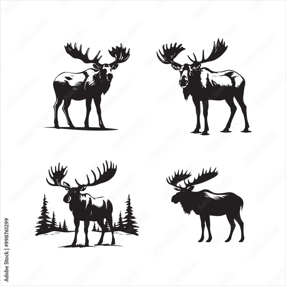 Naklejka premium deer silhouette vector illustration, 