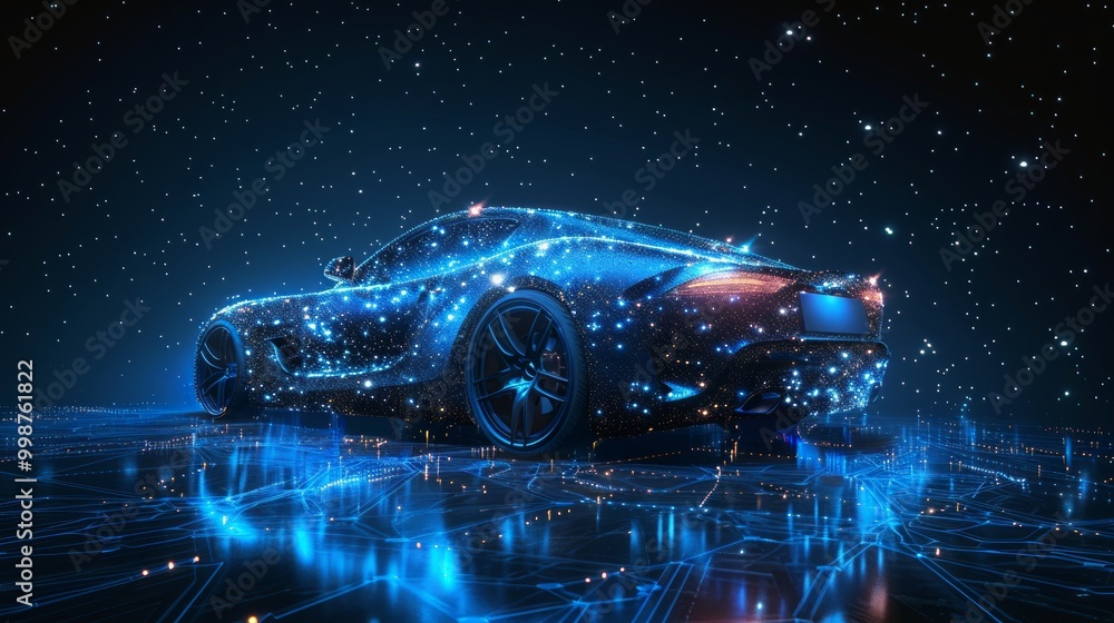 Abstract image of a auto in the form of a starry sky or space, consisting of points, lines, and shapes in the form of planets, stars and the universe. Vector business Abstract image of a auto in the form of a starry sky or space, consisting of points, lines, and shapes in the form of planets, stars and the universe. Vector business