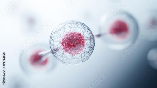 Nucleus splitting in the process of mitosis, clear and sharp focus photo