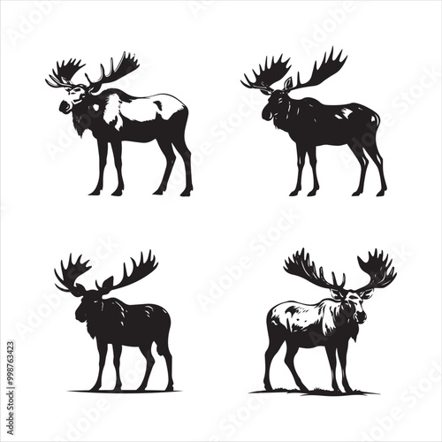 deer silhouette vector illustration, 