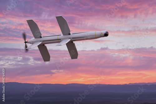 Obraz na płótnie Military kamikaze drone Lancet in the sky - 3d rendering w salonie