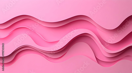 Abstract Pink Papercut Wave Background with 3D Depth and Layers