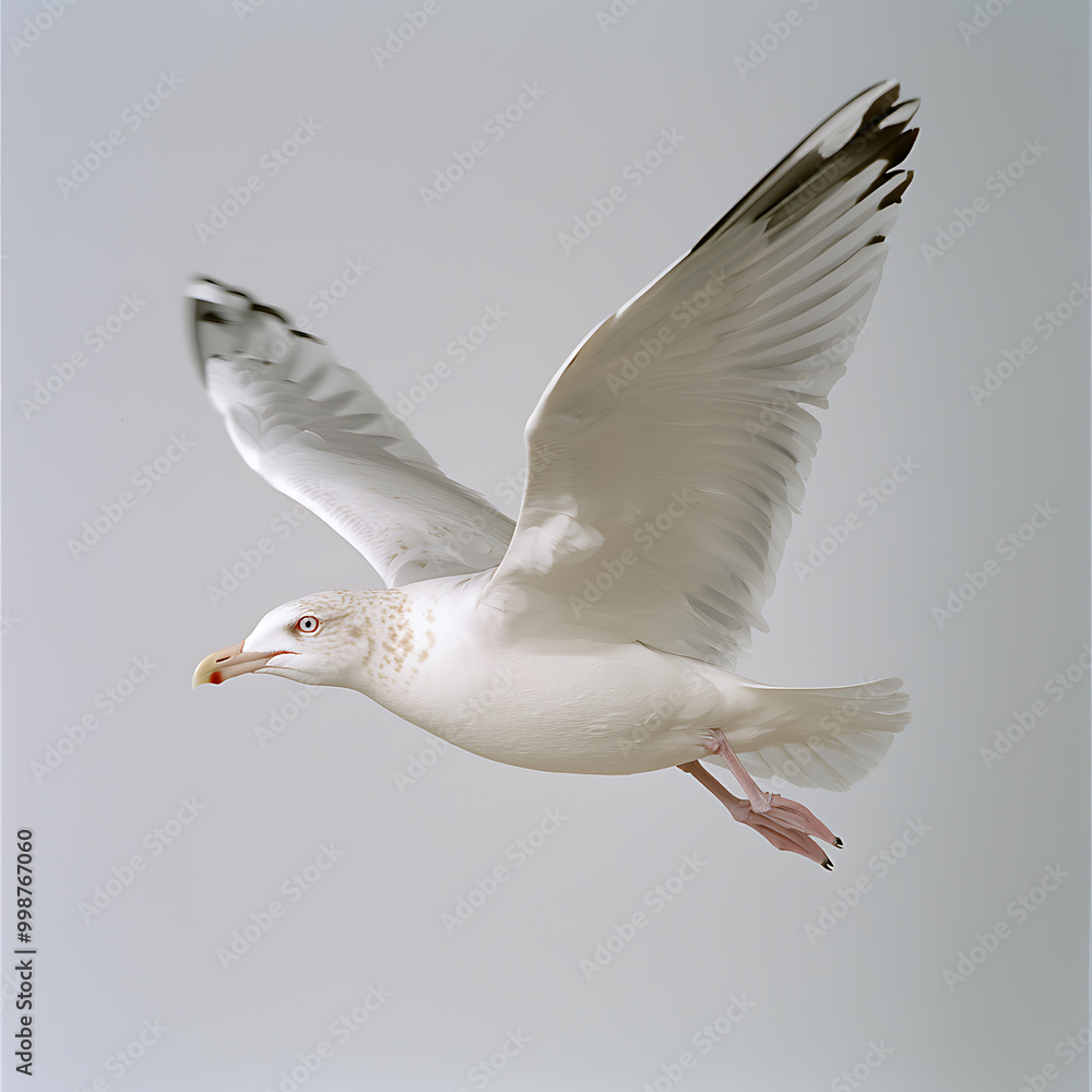 Obraz premium Majestic seagull soaring against a soft backdrop