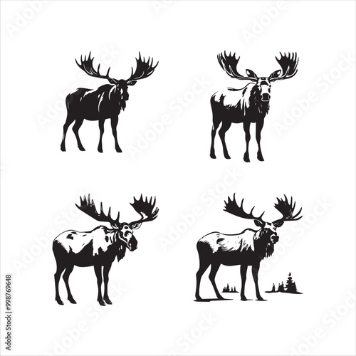 deer silhouette vector illustration, 