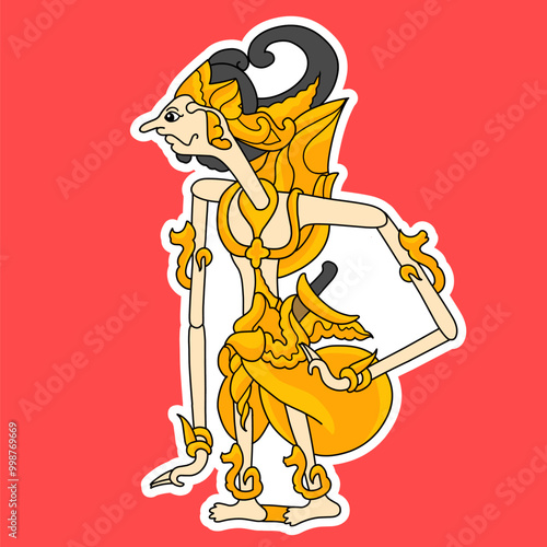 gatotkaca wayang characters. cartoon illustration of a puppet that is strong and mighty. Suitable for clothes, logos, icons, etc.