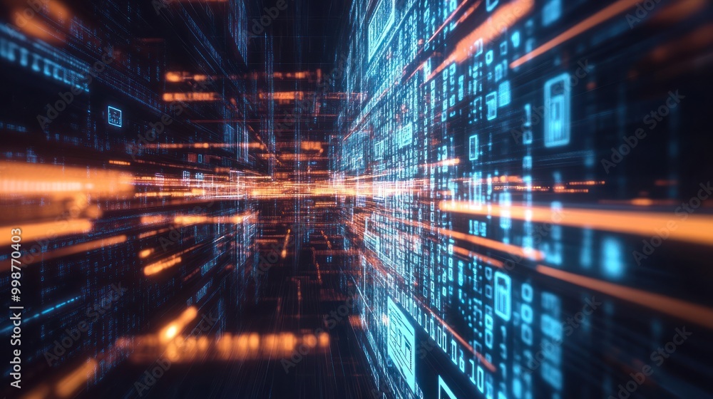 Obraz premium Digital Matrix Tunnel