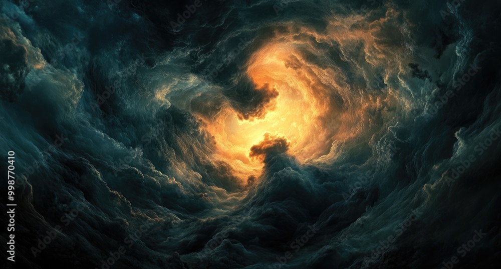 Abstract swirl of clouds with a bright light shining through. Abstract swirl of clouds with a bright light shining through.