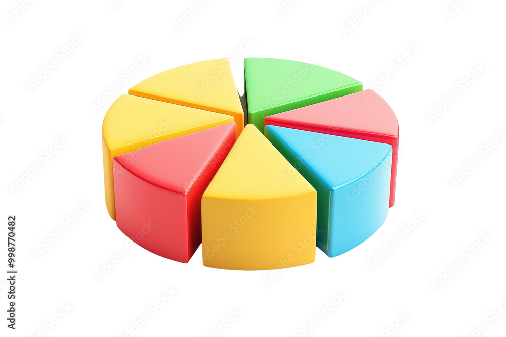 Obraz premium Colorful pie chart model isolated on transparent background.