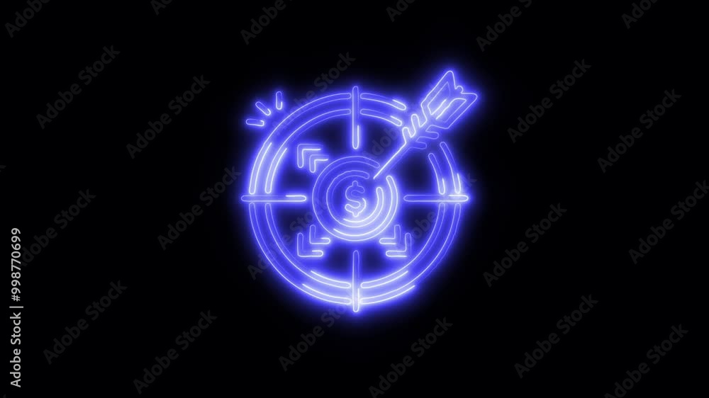 Goal Outline Icon in HD Video Neon Animation – Achievement and Success Symbol with Dynamic Glow on Black Background Goal Outline Icon in HD Video Neon Animation – Achievement and Success Symbol with Dynamic Glow on Black Background
