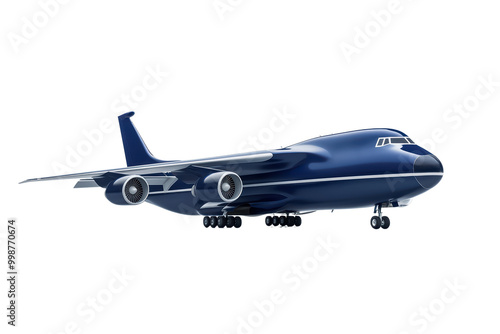 Commercial airplane isolated on transparent background.