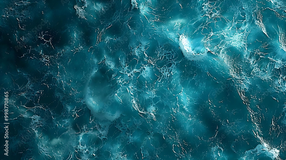Fototapeta premium Abstract Aerial View of the Ocean with White Foam and Waves
