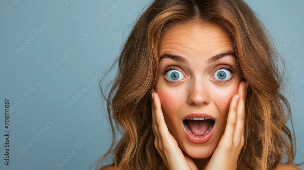 Surprised Young Woman with Wide Eyes and Open Mouth Surprised Young Woman with Wide Eyes and Open Mouth