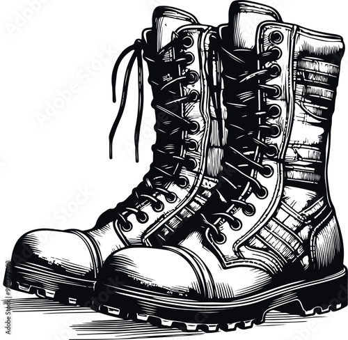 Monochrome Cosmonaut Boot Icon Concept Vector Illustration Design Silhouette Style
