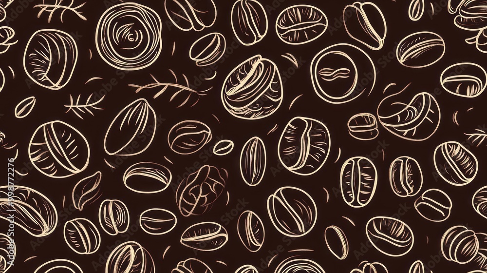 Fototapeta premium seamless pattern consist of coffee beans related objects