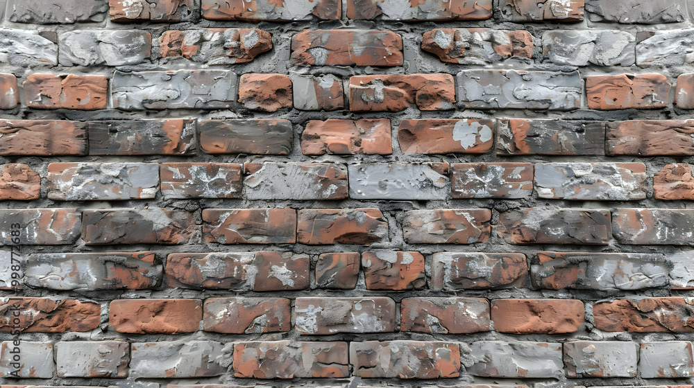 Weathered Red Brick Wall Texture, a Seamless Pattern of Rustic Brickwork, a Vintage and Grunge Background Weathered Red Brick Wall Texture, a Seamless Pattern of Rustic Brickwork, a Vintage and Grunge Background