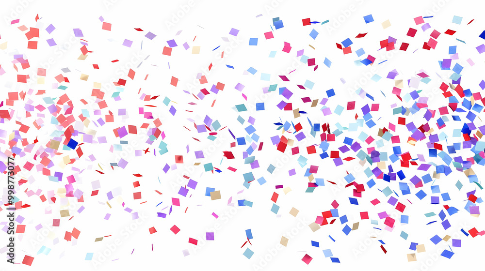 A Festive Background of Colorful Confetti Falling on a White Background A Festive Background of Colorful Confetti Falling on a White Background