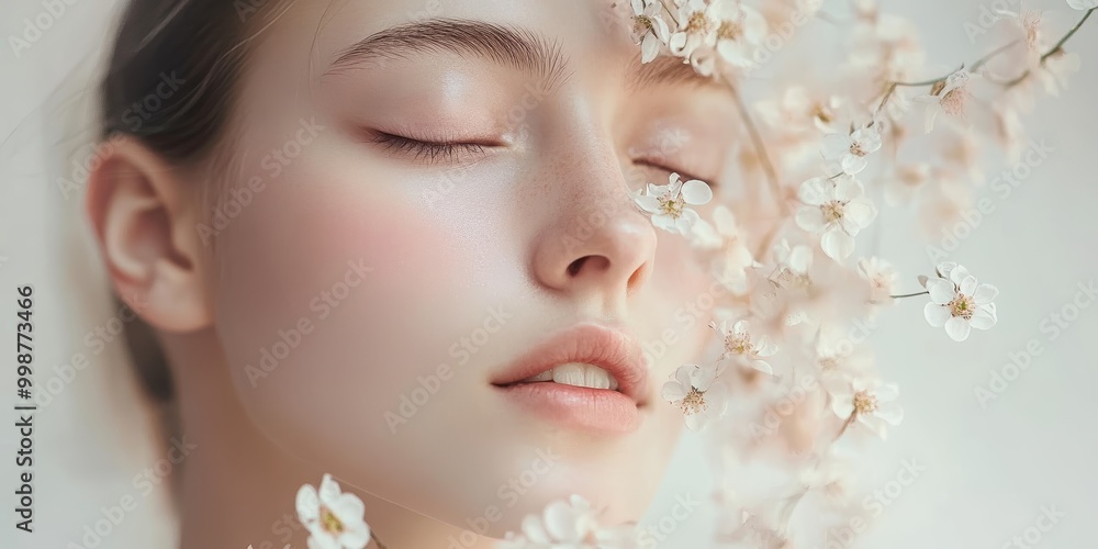 Ethereal Beauty Portrait with Delicate Flowers and Soft Lighting Ethereal Beauty Portrait with Delicate Flowers and Soft Lighting