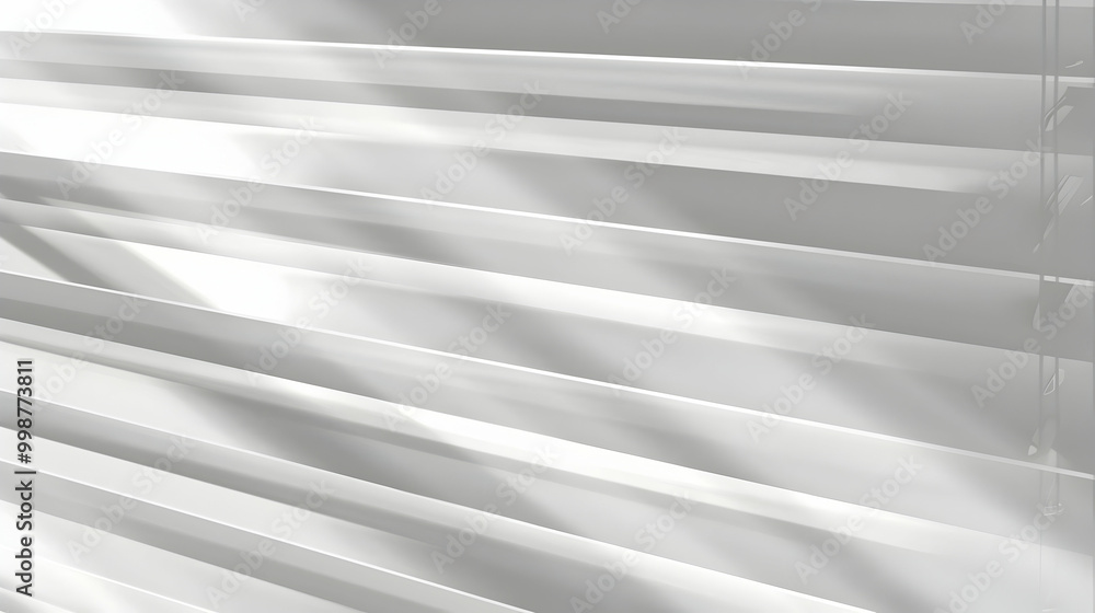 Obraz premium Abstract White Blinds with Diagonal Lines and Light Patterns, Minimalist Design for Modern Interiors