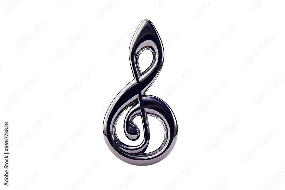 Fototapeta premium Musical treble clef symbol isolated on transparent background.