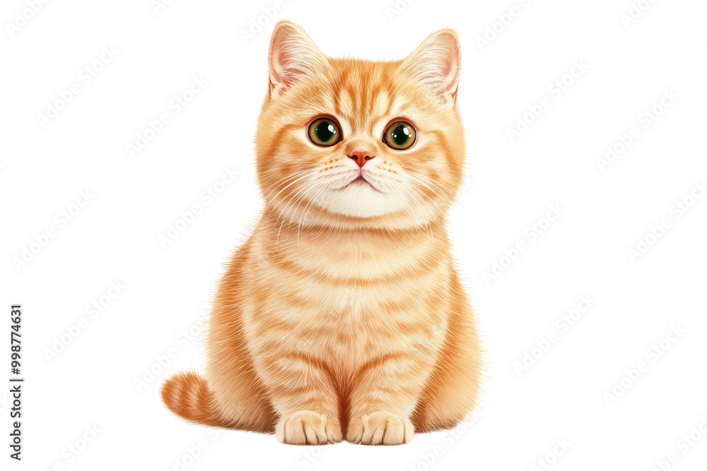 Cute orange cat sitting isolated on transparent background. Cute orange cat sitting isolated on transparent background.