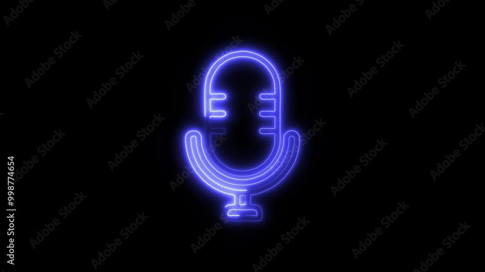 Mic Outline Icon in HD Video Neon Animation – Audio and Recording Symbol with Dynamic Glow on Black Background Mic Outline Icon in HD Video Neon Animation – Audio and Recording Symbol with Dynamic Glow on Black Background