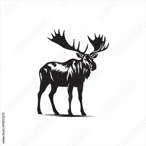 deer silhouette vector illustration, 