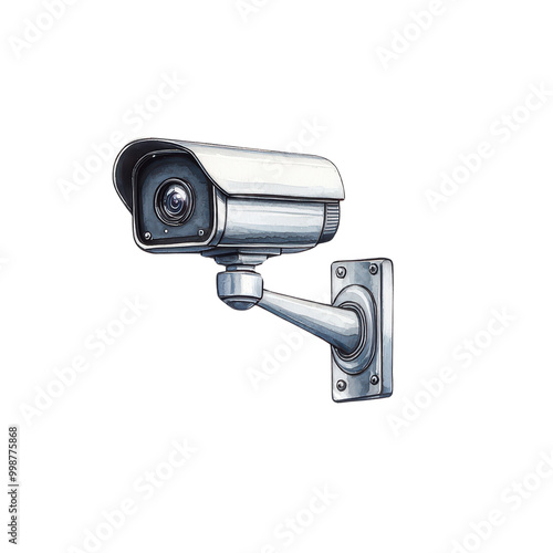 Surveillance camera isolated on transparent background. photo