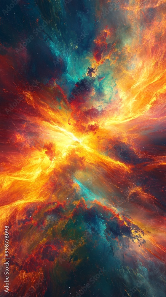 Fototapeta premium Vibrant Abstract Solar Flare - Vertical Wallpaper for Phones