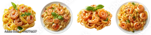 Obraz  z motywem delicious shrimp fettuccine pasta dishes served with fresh herbs transparent background