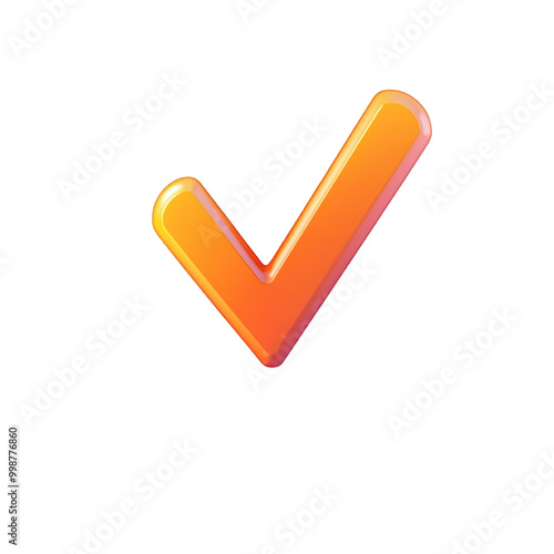 A vibrant orange check mark icon symbolizing approval, success, and progress in design and communication, transparent background.