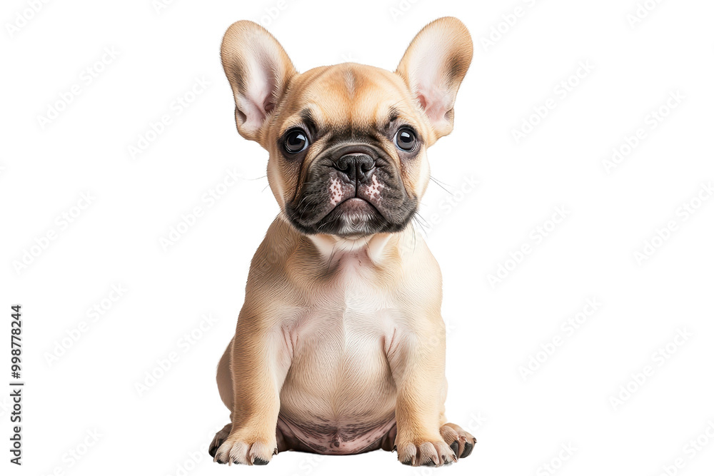 A cute French bulldog puppy sitting, showcasing a playful and adorable demeanor with big expressive eyes. A cute French bulldog puppy sitting, showcasing a playful and adorable demeanor with big expressive eyes.