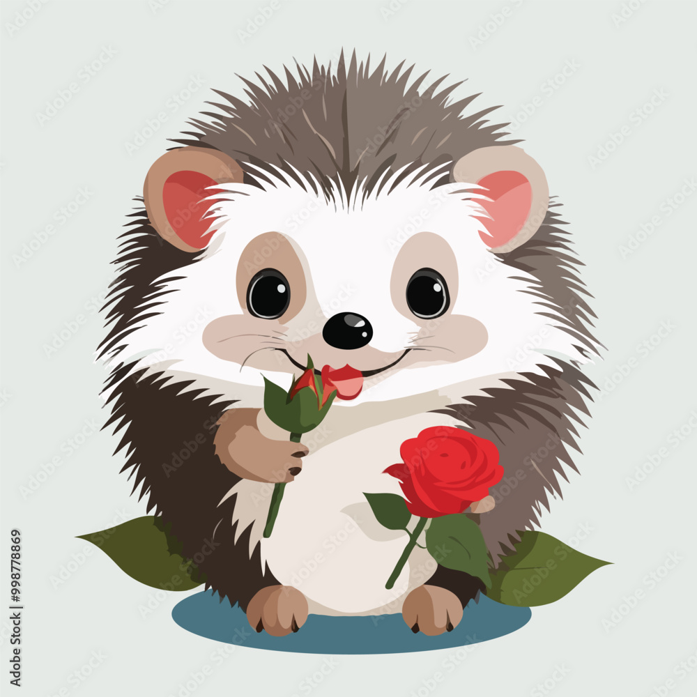Fototapeta premium Hedgehog with Rose 