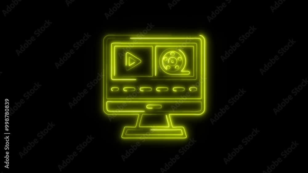 Post Production Outline Icon in HD Video Neon Animation – Cinematography and Editing Symbol with Dynamic Glow on Black Background Post Production Outline Icon in HD Video Neon Animation – Cinematography and Editing Symbol with Dynamic Glow on Black Background