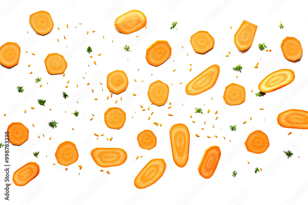 Carrot falling on transparent background Carrot falling on transparent background