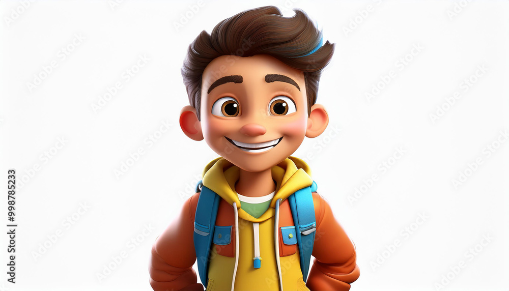 3D cartoon character, happy child, colorful outfit, 3D cartoon character, happy child, colorful outfit,