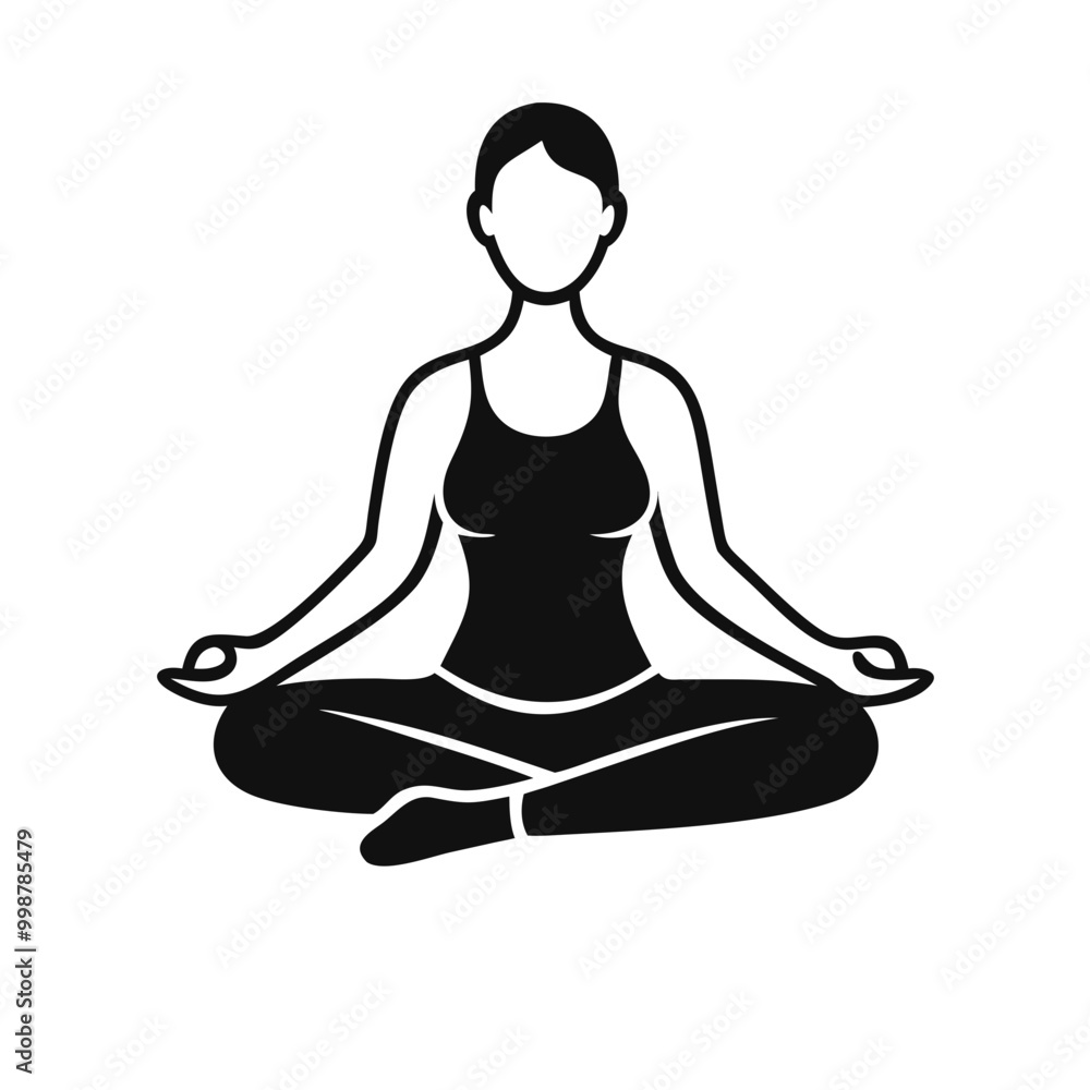 Yoga Icon Featuring a Girl in Lotus Pose Yoga Icon Featuring a Girl in Lotus Pose