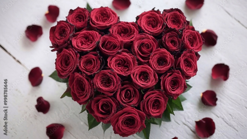 A bouquet of red roses in the shape of a heart, isolated on a white background. A bouquet of red roses in the shape of a heart, isolated on a white background.