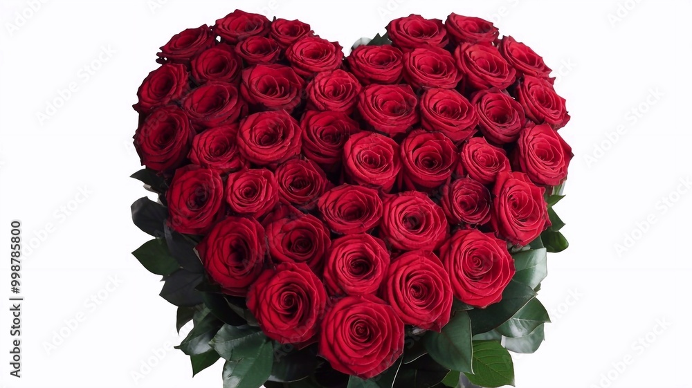 A bouquet of red roses in the shape of a heart, isolated on a white background. A bouquet of red roses in the shape of a heart, isolated on a white background.