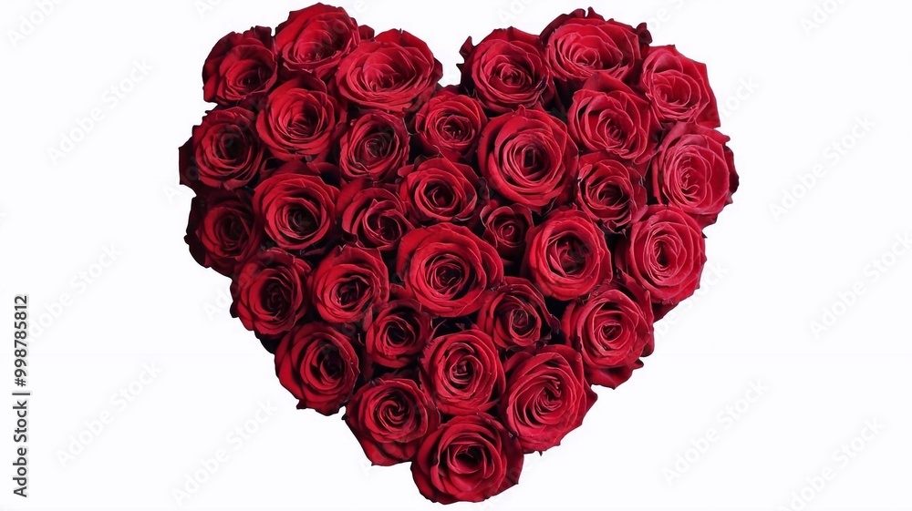 A bouquet of red roses in the shape of a heart, isolated on a white background. A bouquet of red roses in the shape of a heart, isolated on a white background.