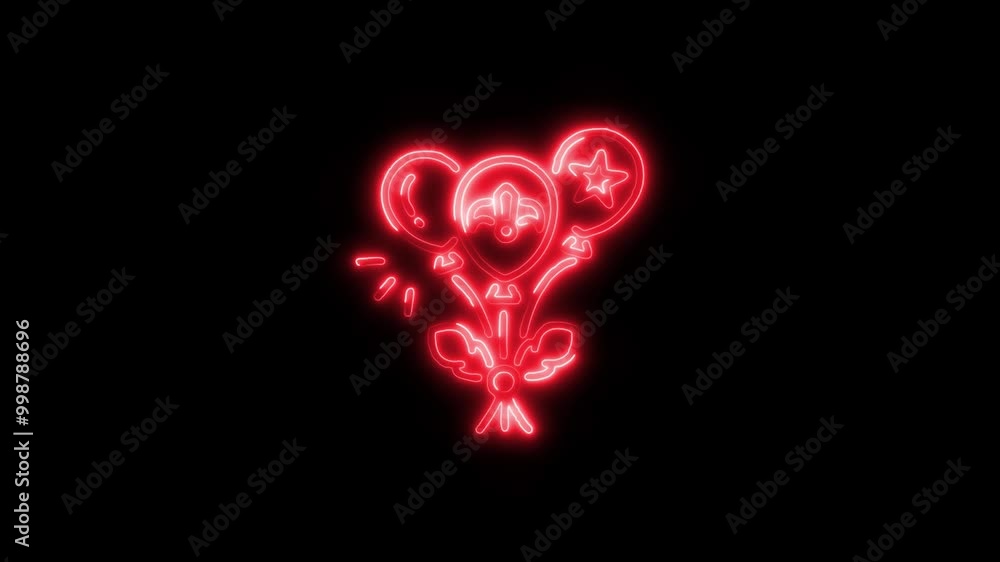 Balloon Outline Icon in HD Video Neon Animation – Celebration and Party Symbol with Dynamic Glow on Black Background Balloon Outline Icon in HD Video Neon Animation – Celebration and Party Symbol with Dynamic Glow on Black Background