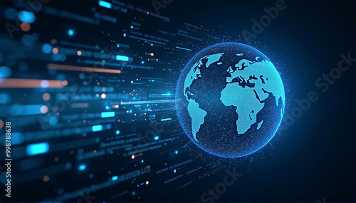 Background of global broadband technology, including ultrafast broadband and connections, digital cybertech mobility, and high-speed worldwide data transport 