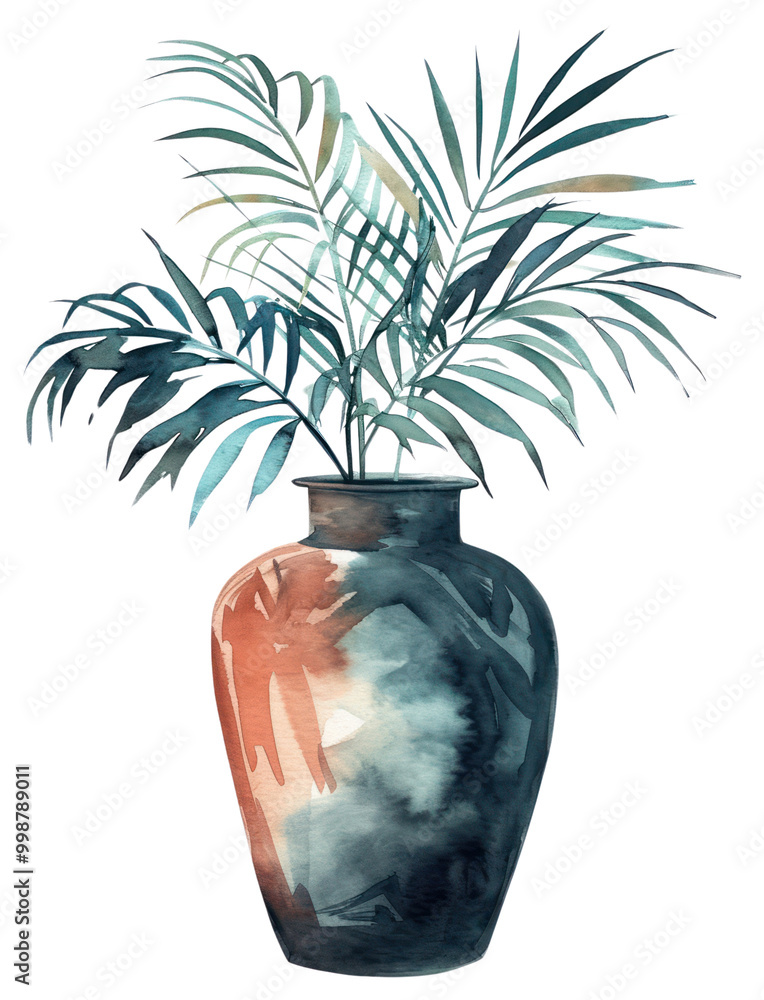 Fototapeta premium PNG Vase watercolor plant jar art.