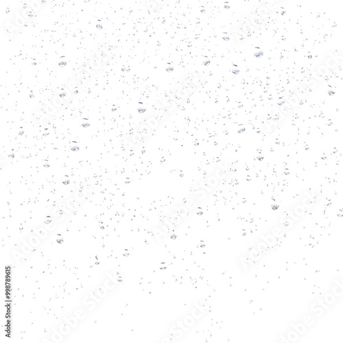 Abstract pattern of glowing water droplets on dark background, isolated on transparent background, Generative AI