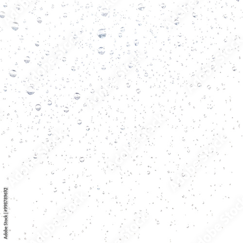 Scattered water droplets with gradient lighting effect, isolated on transparent background, Generative AI