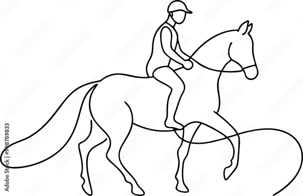 continuous line art drawing style horse rider, equestrian sports line art, galloping horse rider, horse racing vector illustration continuous line art drawing style horse rider, equestrian sports line art, galloping horse rider, horse racing vector illustration