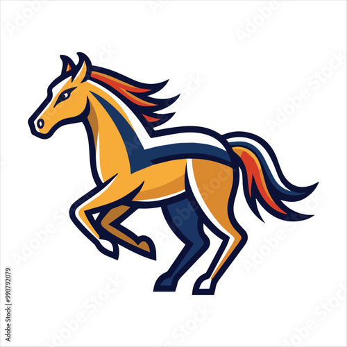 Horse Racing Cartoon Icon Illustration with White Background
