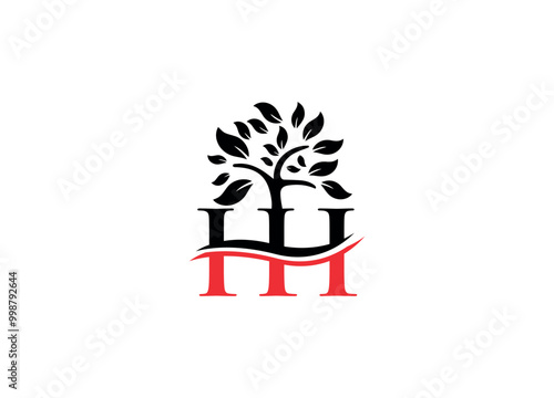 HH logo design vector icon template with white background