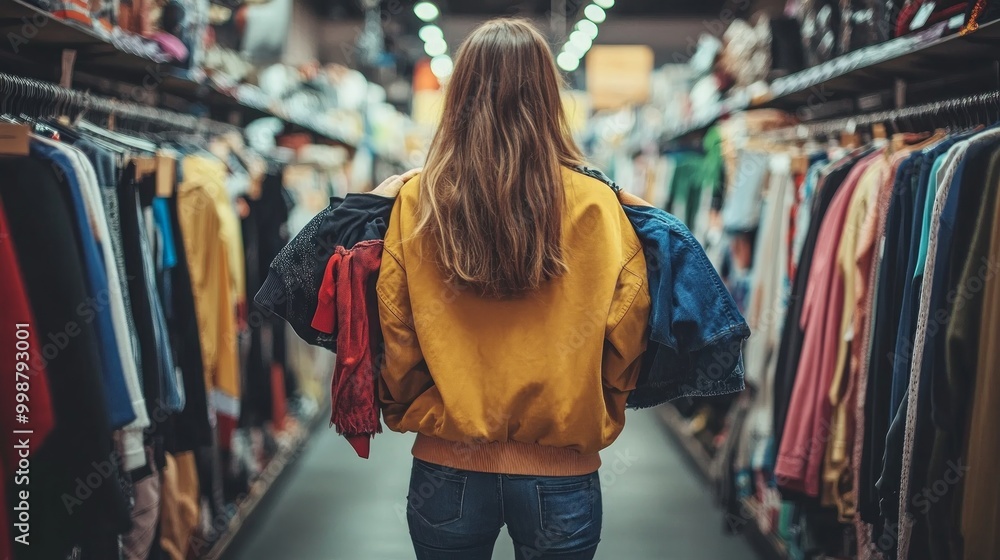 Obraz premium woman working Carrying clothes and walking around clothing store