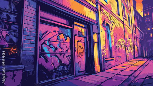Colorful Urban Graffiti Buildings for Street Art and Cityscape Design